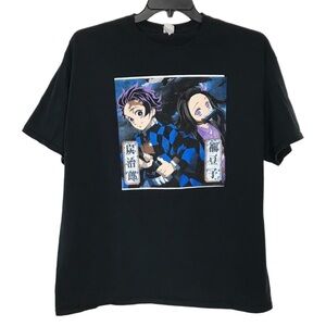 Demon Slayer Tanjiro & Nezuko Graphic T-Shirt Black Size XLARGE XL 100% Cotton
